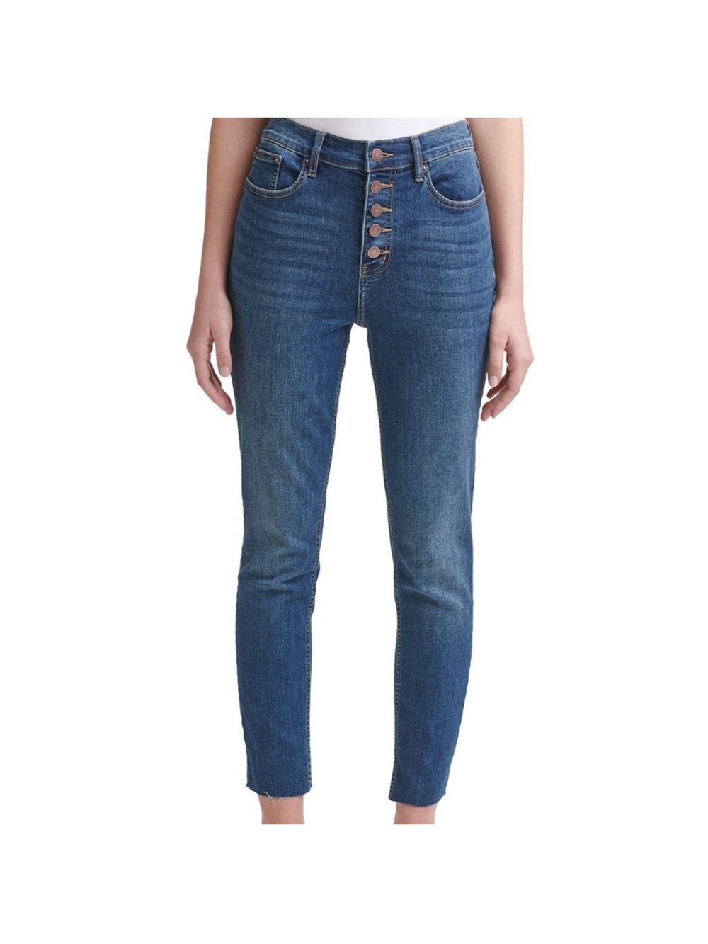 Calvin Klein Repreve Exposed Button Front Skinny Jeans. Size 6/28.
